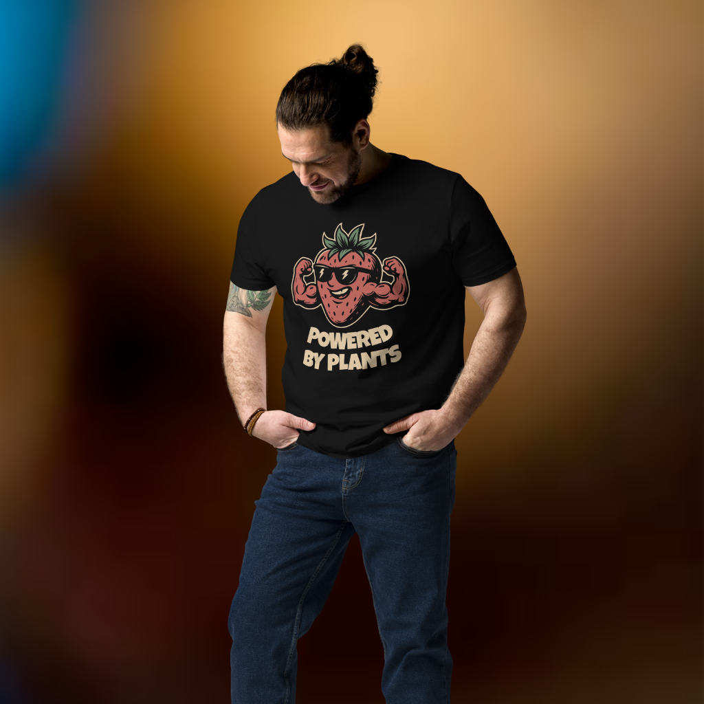 Powered by Plants Vegan T-Shirt Strawberry