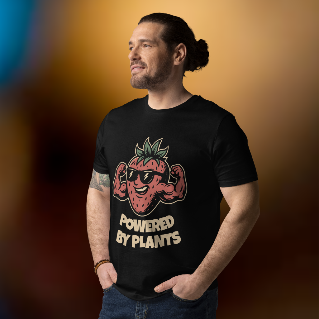 Powered by Plants Vegan T-Shirt Strawberry