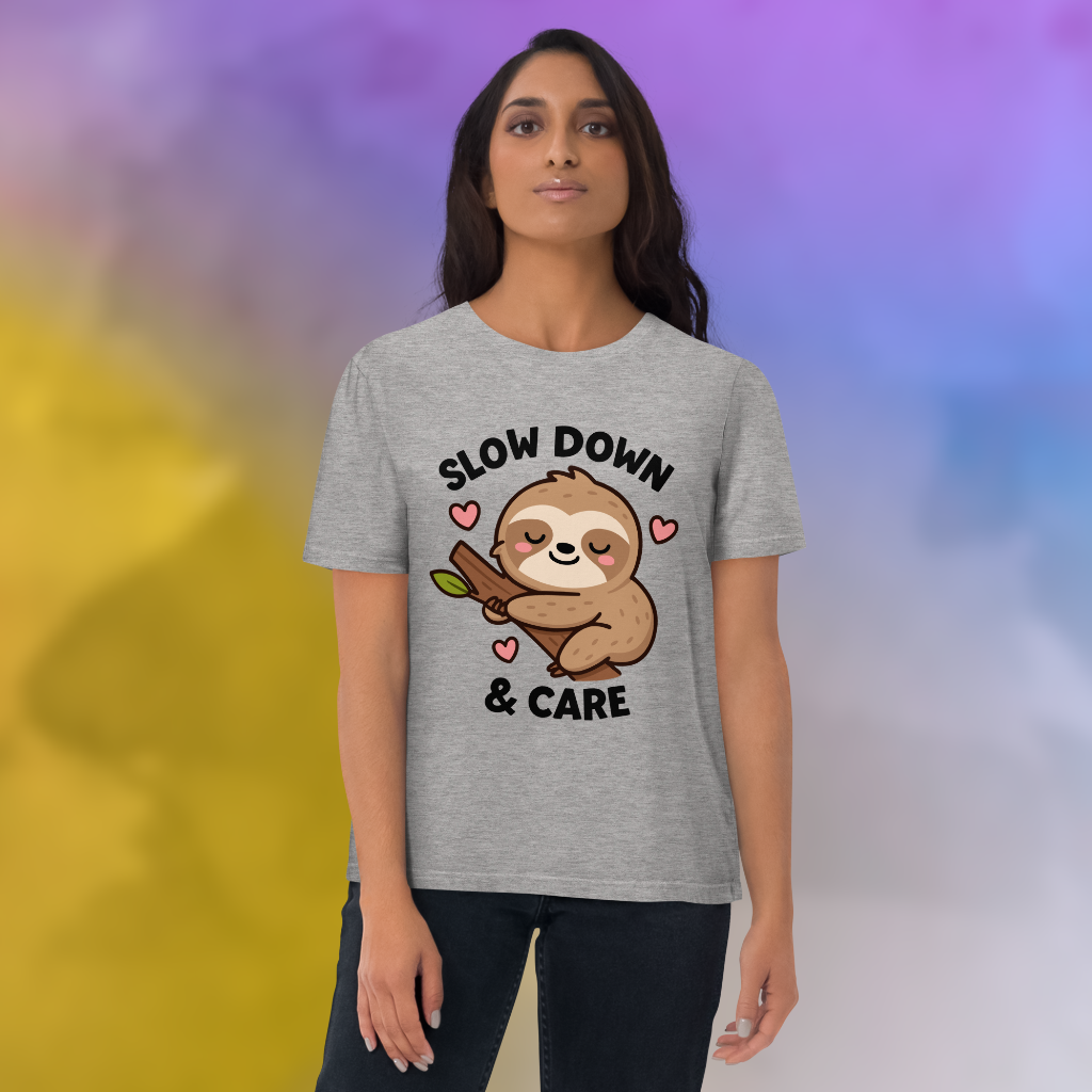 Slow Down & Care Sloth Vegan T-Shirt