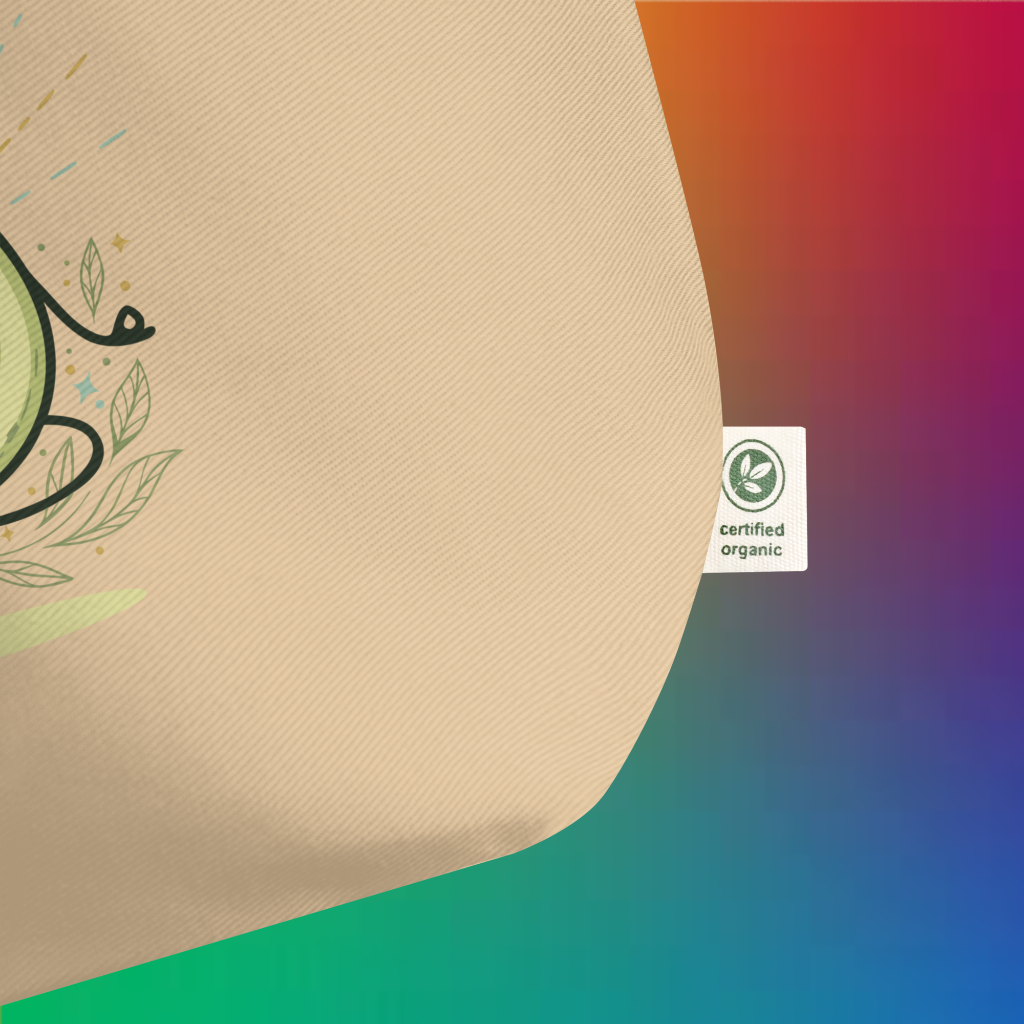 Organic Cotton Large Tote Bag – Meditating Avocado | Eco-Friendly, Vegan, Reusable Shopping Bag