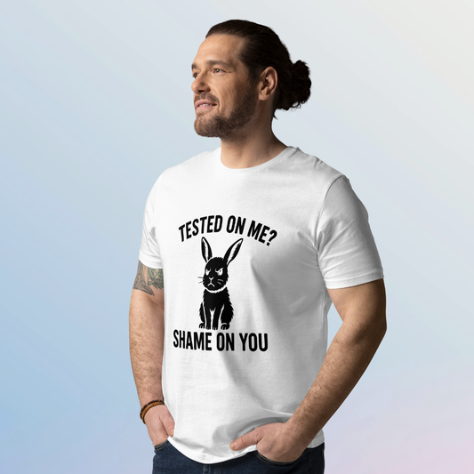 Angry Bunny Vegan Organic T-Shirt | Tested on me? Shame on you!