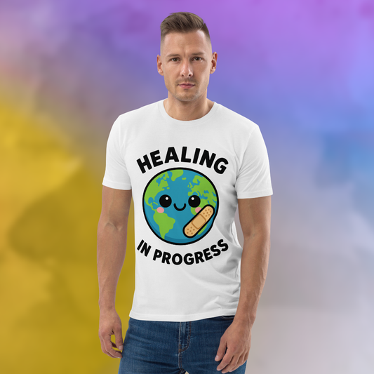 Healing in Progress Cute Planet Vegan T-Shirt