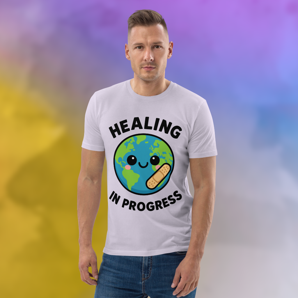 Healing in Progress Cute Planet Vegan T-Shirt