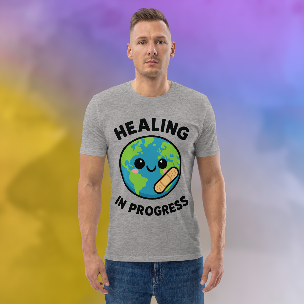 Healing in Progress Cute Planet Vegan T-Shirt