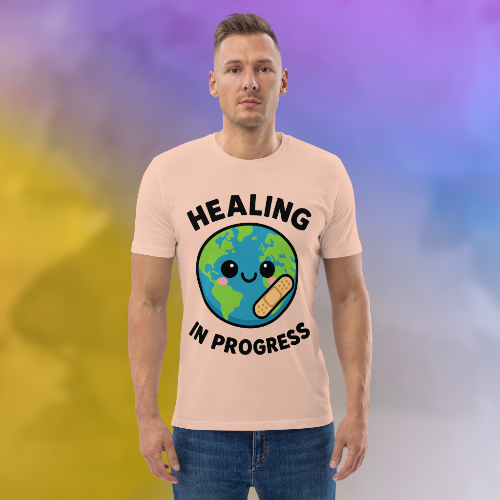 Healing in Progress Cute Planet Vegan T-Shirt