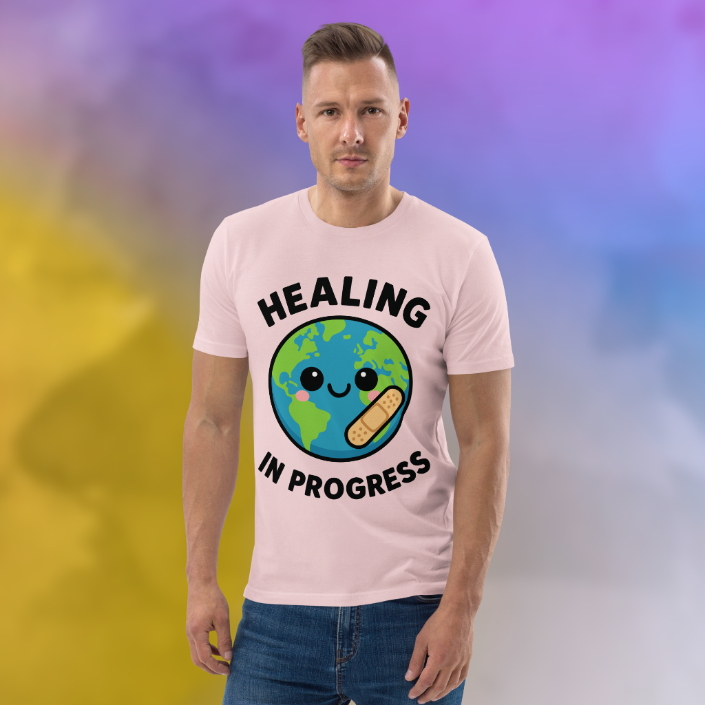 Healing in Progress Cute Planet Vegan T-Shirt