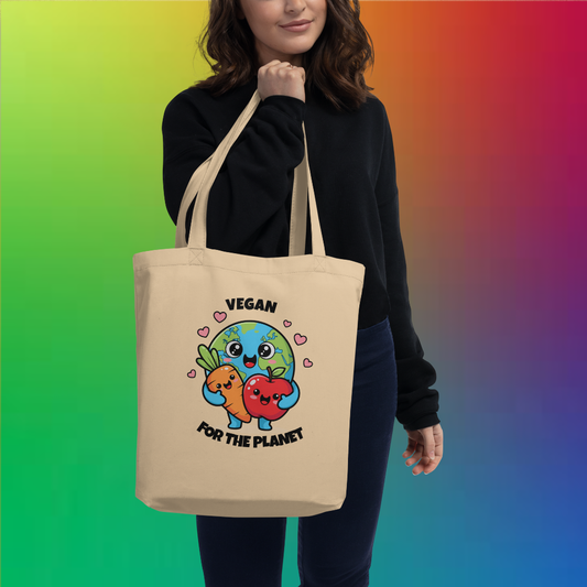 Vegan for the Planet Organic Tote Bag | Cute Planet Bag