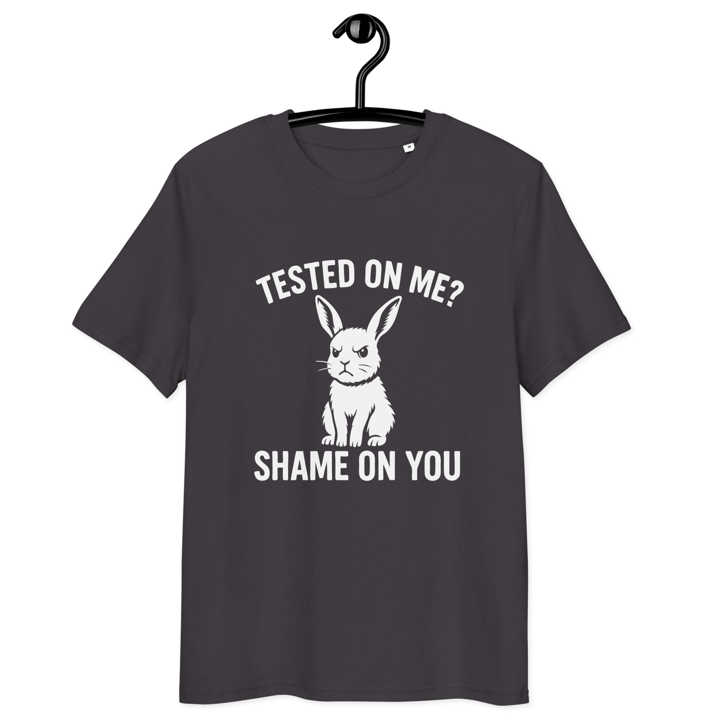 Angry Bunny Vegan Organic T-Shirt | Tested on me? Shame on you!