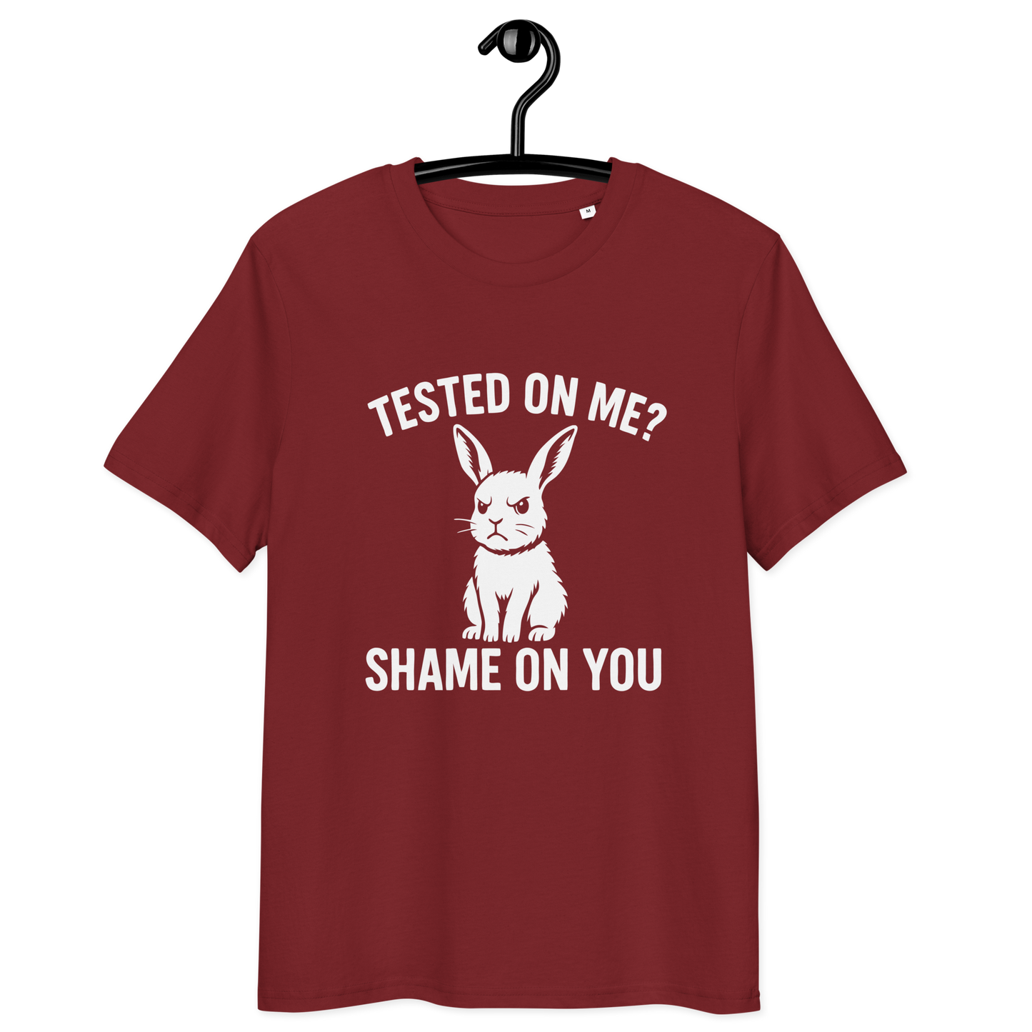 Angry Bunny Vegan Organic T-Shirt | Tested on me? Shame on you!