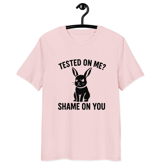 Angry Bunny Vegan Organic T-Shirt | Tested on me? Shame on you!