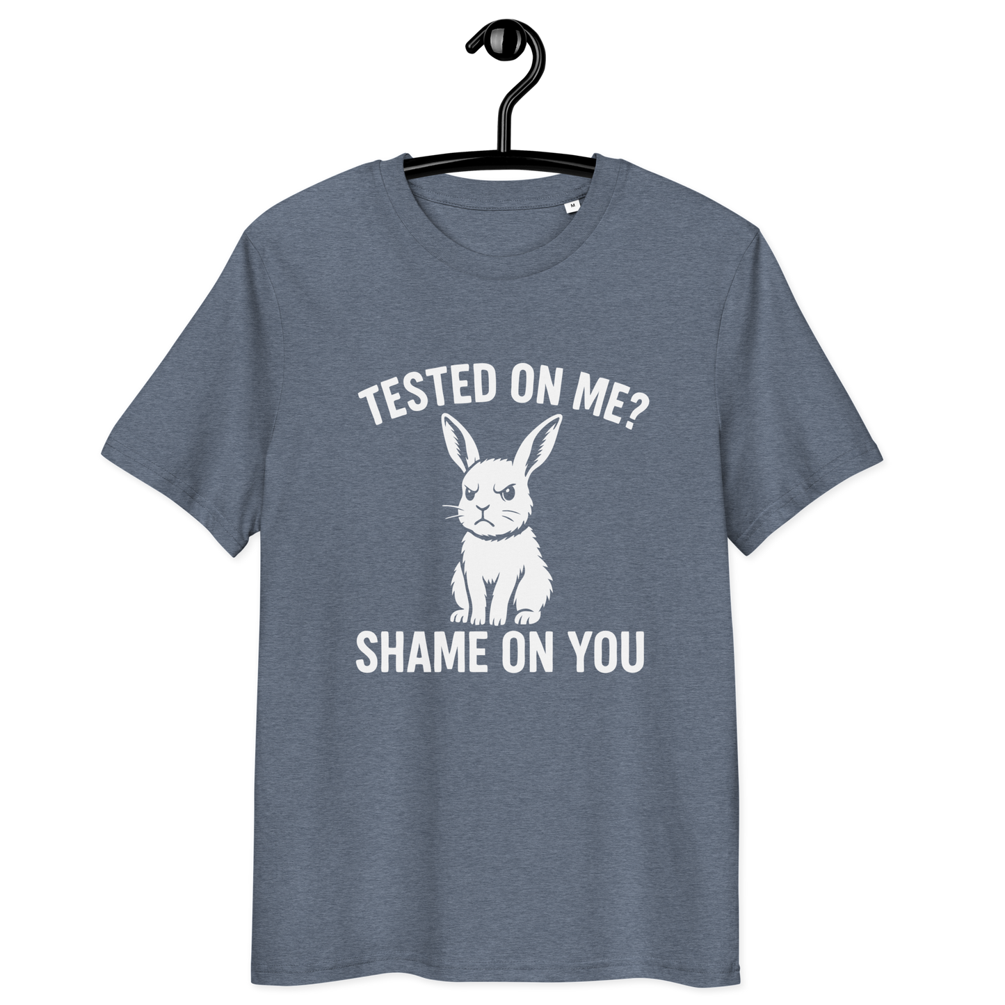 Angry Bunny Vegan Organic T-Shirt | Tested on me? Shame on you!