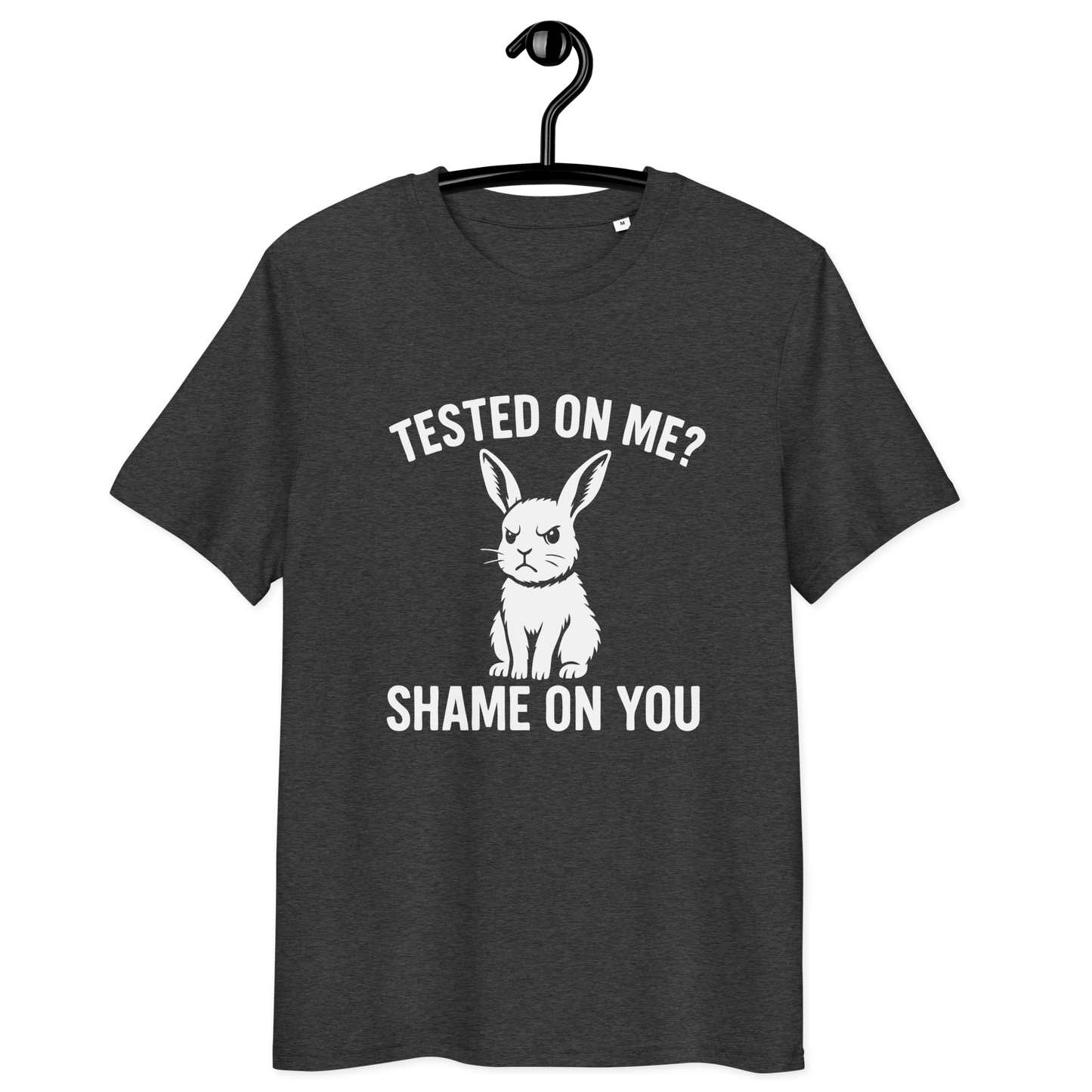 Angry Bunny Vegan Organic T-Shirt | Tested on me? Shame on you!
