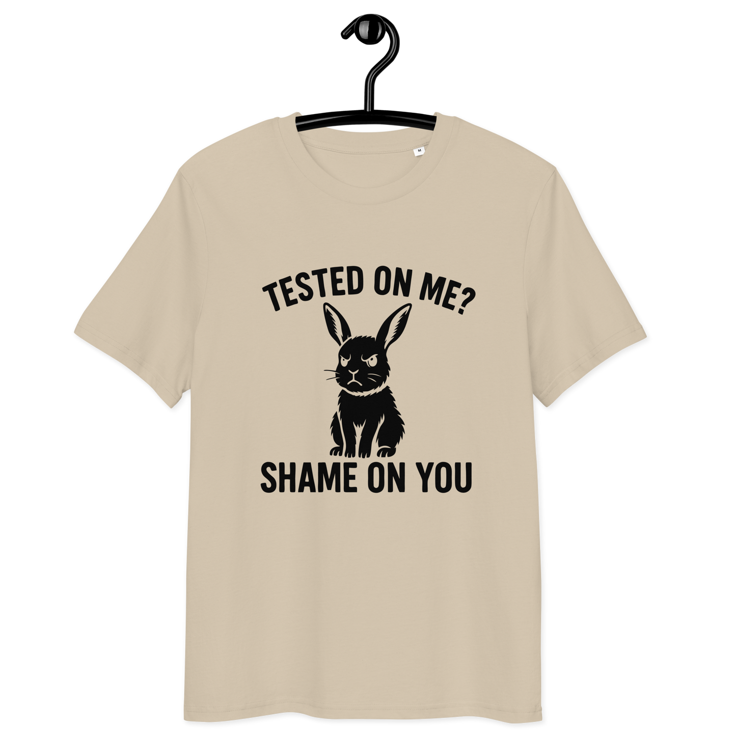 Angry Bunny Vegan Organic T-Shirt | Tested on me? Shame on you!