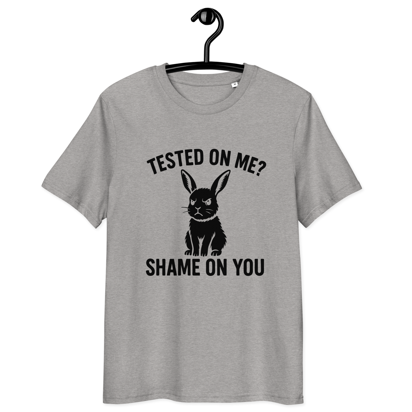 Angry Bunny Vegan Organic T-Shirt | Tested on me? Shame on you!
