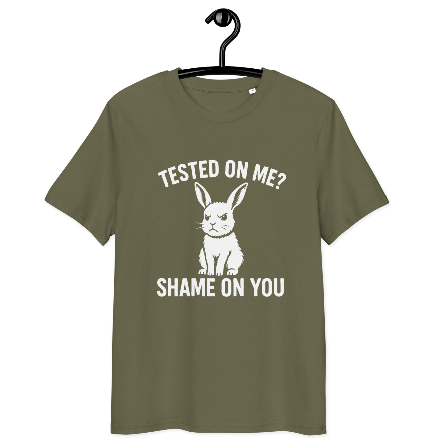 Angry Bunny Vegan Organic T-Shirt | Tested on me? Shame on you!