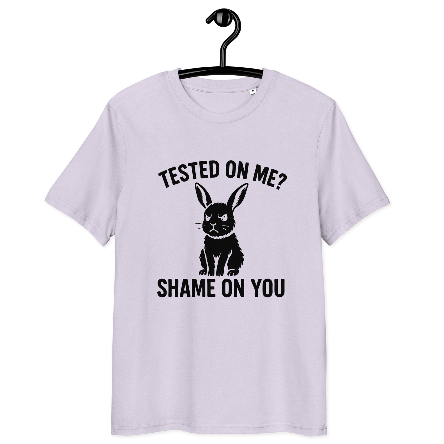 Angry Bunny Vegan Organic T-Shirt | Tested on me? Shame on you!