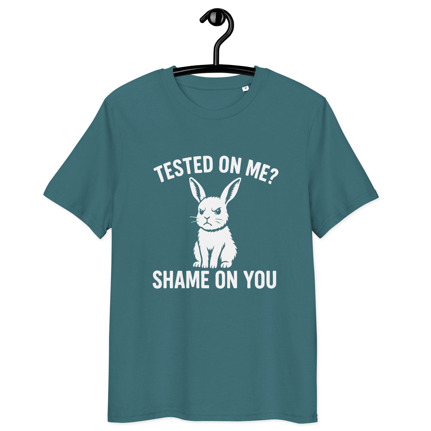 Angry Bunny Vegan Organic T-Shirt | Tested on me? Shame on you!