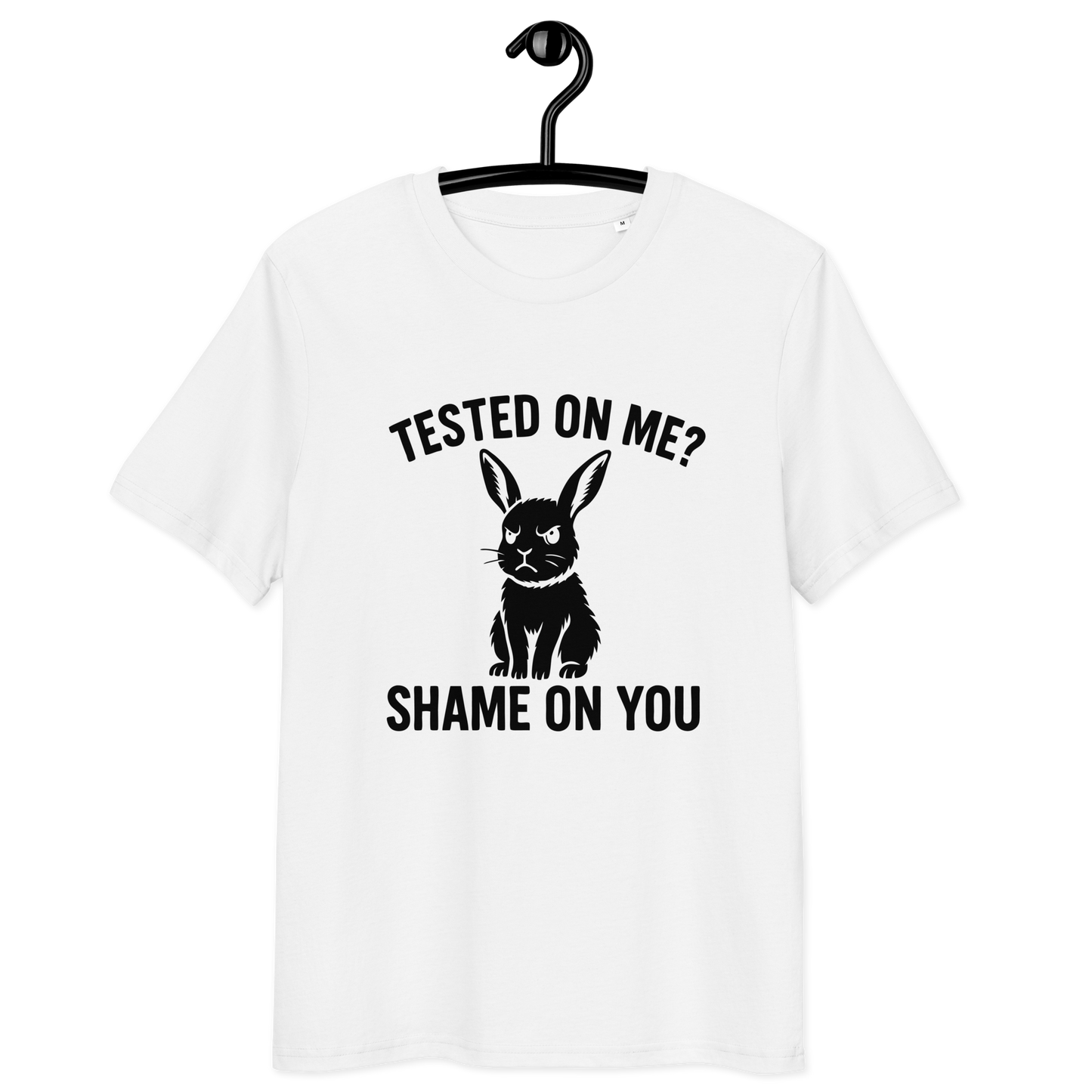 Angry Bunny Vegan Organic T-Shirt | Tested on me? Shame on you!